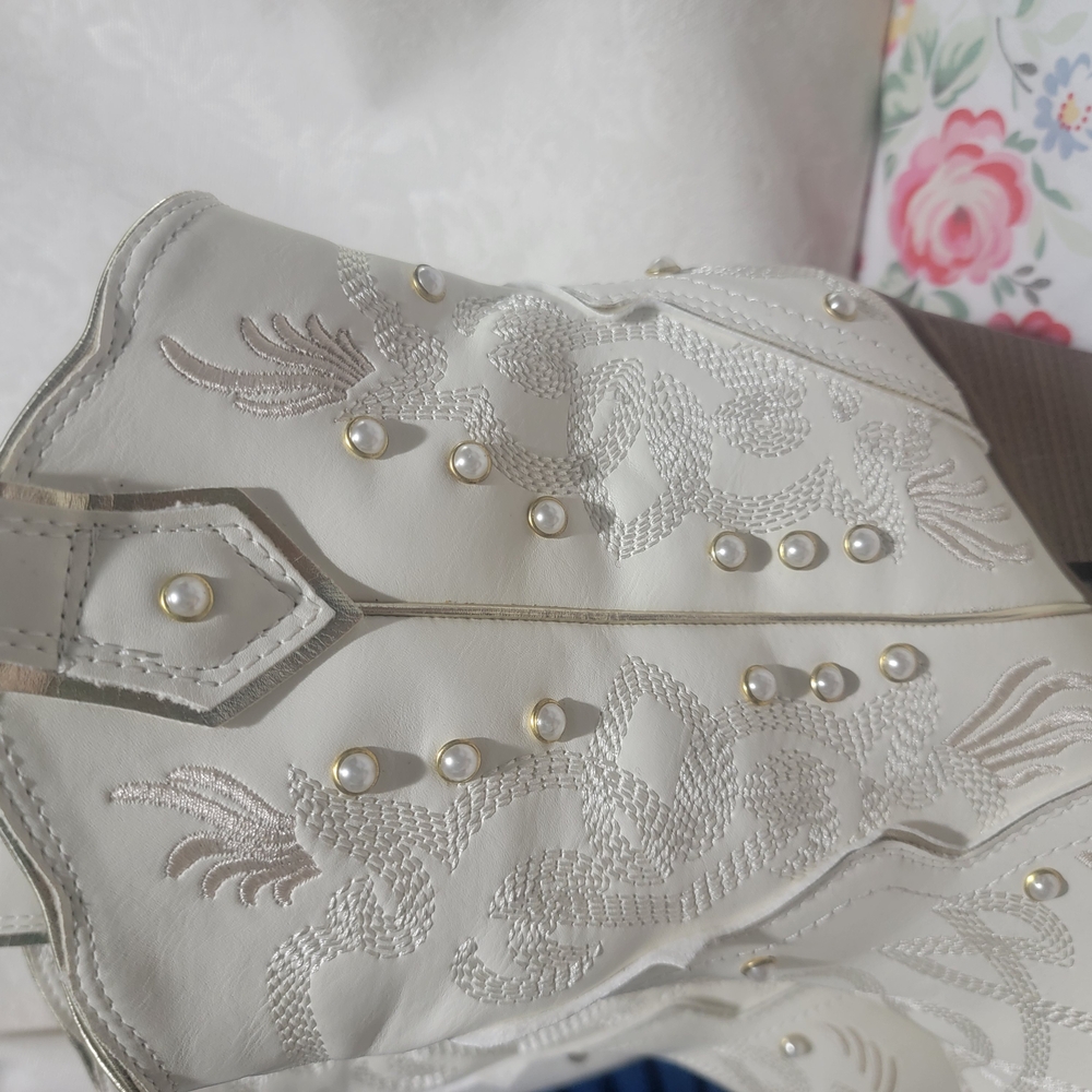 MIA Cream Embroidered Boots